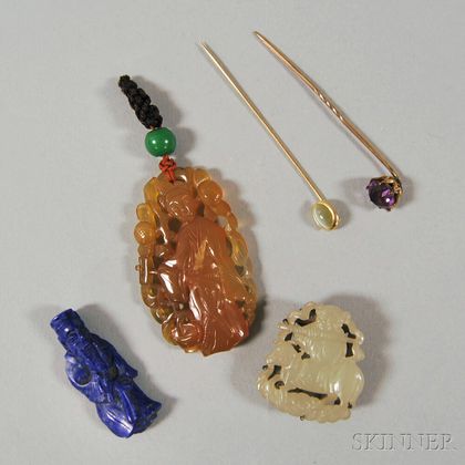 Five Hardstone and Gemstone Jewelry Items