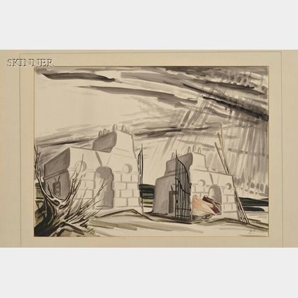James Reynolds (Irish, b. 1891) Figures at Ruins/A View of Sligo, Ireland
