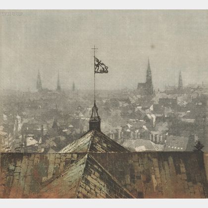 Luigi Kasimir (Austrian, 1881-1962) Rooftops in Winter.