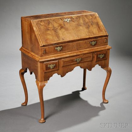 Queen Anne Walnut-veneered Slant-lid Desk