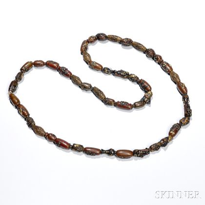Necklace with Forty-seven Mixed-metal Ojime Beads
