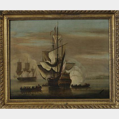 Attributed to Samuel Scott (British, 1710-1772) Vessels in a Calm Harbor