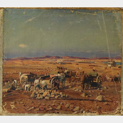 Oscar F. Adler (Massachusetts, 1868-1932) Desert Scene with Miners.