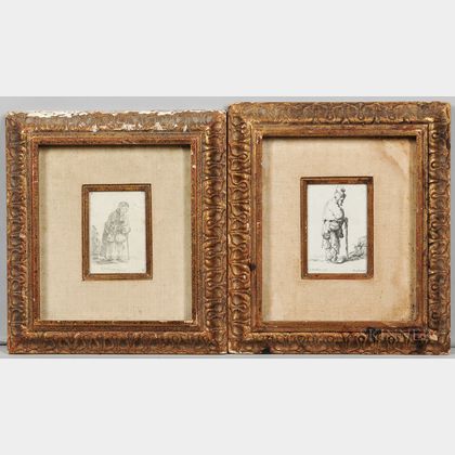 David Deuchar (Scottish, 1743-1808) and After Rembrandt van Rijn (Dutch, 1606-1669),Two Framed Late Impression Etchings: Beggar Leanin