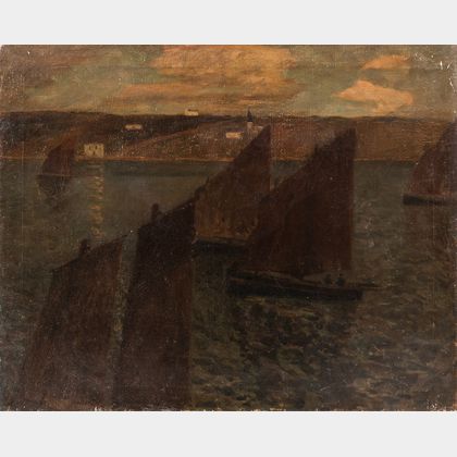 Eugène Laurent Vail (American/French, 1857-1934) Venetian Sailboats