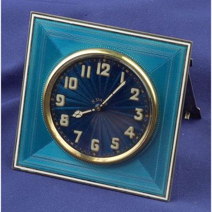 Silver Gilt Enamel Clock