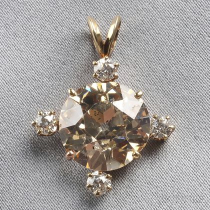 Colored Diamond and Diamond Pendant
