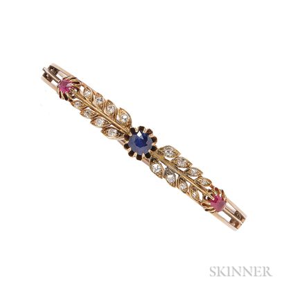 Antique Gold, Sapphire, and Ruby Bracelet
