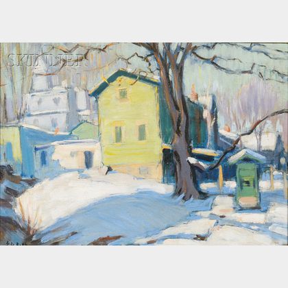 Ernest David Roth (American, 1879-1964) Winter Landscape with Houses
