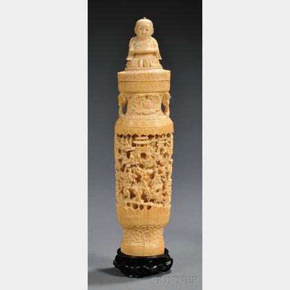 Carved Ivory Covered Vase