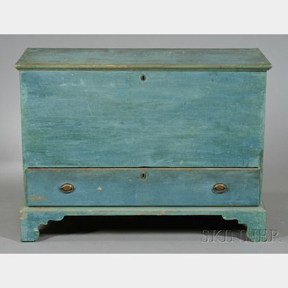 Light Blue-painted Pine Chest over Drawer