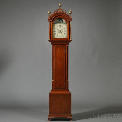 Federal Carved and Inlaid Mahogany Tall Case Clock