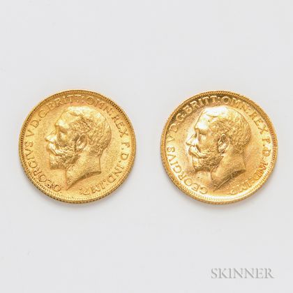 Two 1911 British Gold Sovereigns, KM820.