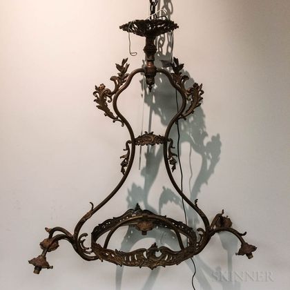Rococo-style Bronze Five-light Chandelier