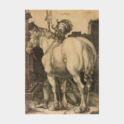 By or After Albrecht Durer (German, 1471-1528) Lot of Three Prints: The Large Horse