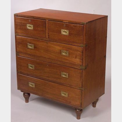 Anglo-Indian Campaign-style Brass-mounted Hardwood Chest of Drawers