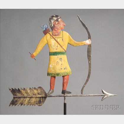 Painted Molded Copper Indian Archer Weather Vane