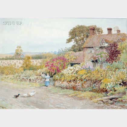 Thomas Henry Hunn (British, 1857-1928) Lot of Two English Cottage Scenes: Nr Chipstead Surrey