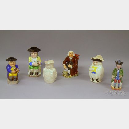Six Assorted Hand-painted and Glazed Ceramic Toby Jugs