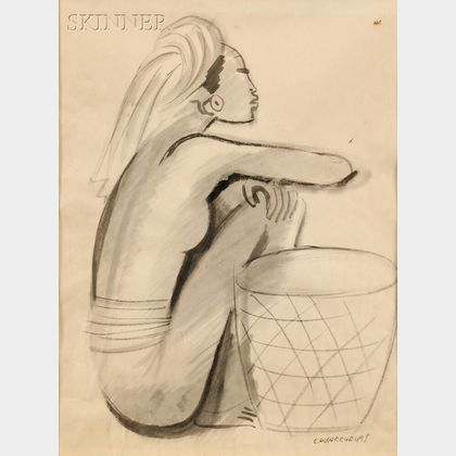 Miguel Covarrubias (Mexican, 1904-1957) Seated Woman with a Basket