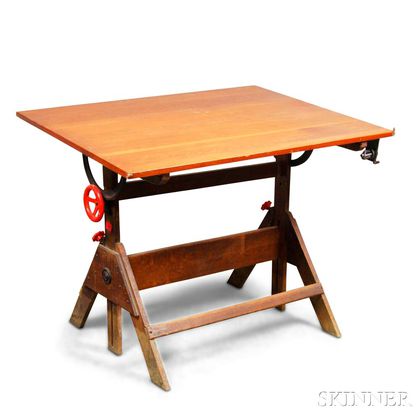 Maple and Pine Adjustable Drafting Table