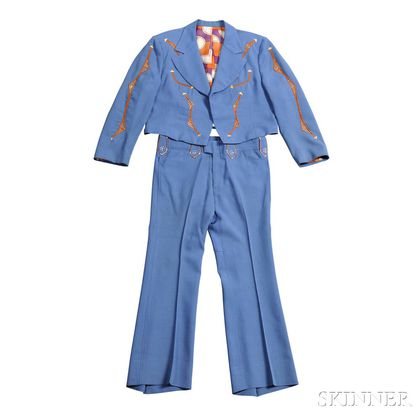 Little Jimmy Dickens Blue and Orange Nudie Suit, Hat and Boots