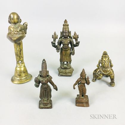 Five Miniature Bronze Hindu Deities