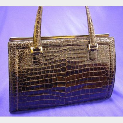 Vintage Brown Crocodile Handbag, Hermes