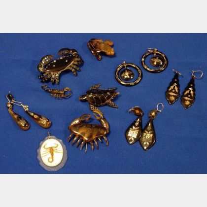 Group of Mexican Tortoiseshell Jewelry