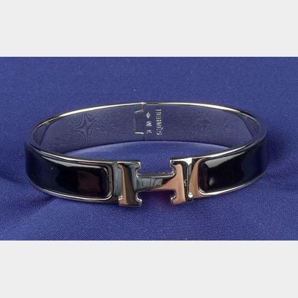 Stainless Steel and Enamel Bangle Bracelet, Hermes