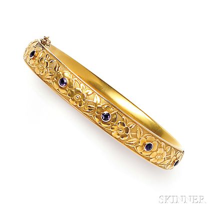 Art Nouveau 14kt Gold and Amethyst Bracelet, Krementz & Co.