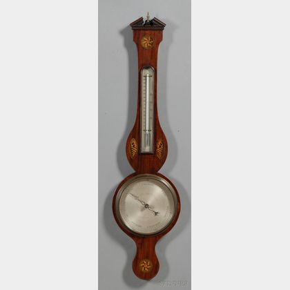 Inlaid Mahogany Veneer Wheel Barometer