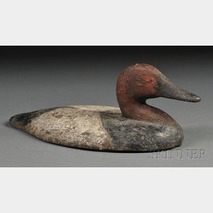 Painted Cast Iron "Sink Box" Canvasback Decoy