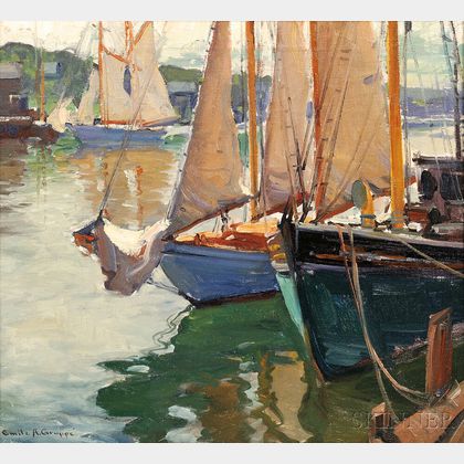 Emile A. Gruppé (American, 1896-1978) Schooners in Harbor