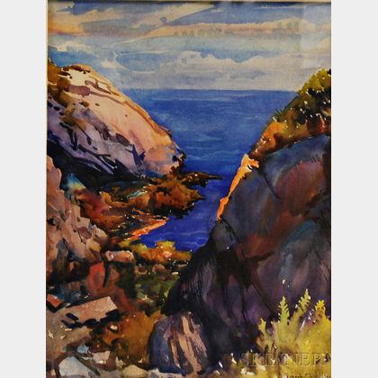 Joseph Frank Copeland (American, 1872-1957) Seascape with Rocky Cliffs