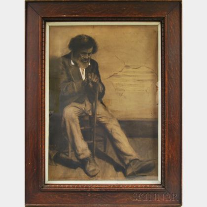 John Meyenberg (American, 1860-1936) Old Gentleman Seated with Cane
