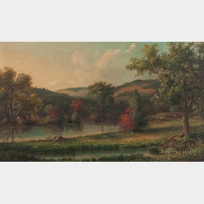 John White Allen Scott (Massachusetts, 1815-1907) Lakeside Pastoral Scene