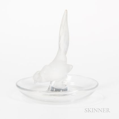 Frosted Glass Lalique Gamebird Ashtray