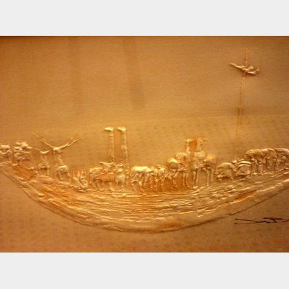Framed Modern Pressed Paper Work of Noah's Ark