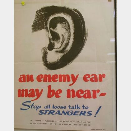 Framed WWII Poster, Published by the House of Seagram. 