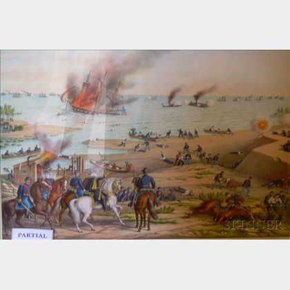 Set of Four Framed Chromolithographs of Civil War Battles