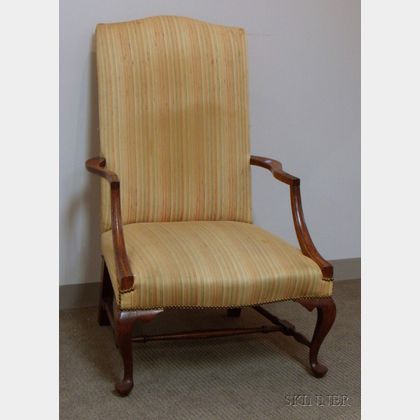 Upholstered Mahogany Lolling Chair. 
