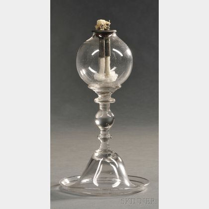 Colorless Free-blown Glass Petticoat Lamp