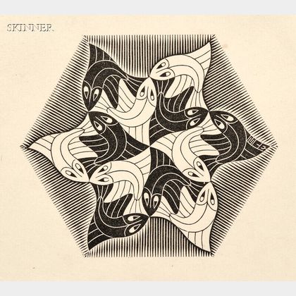 M. C. Escher (Dutch, 1898-1972) Two Vignettes: Fish Vignette