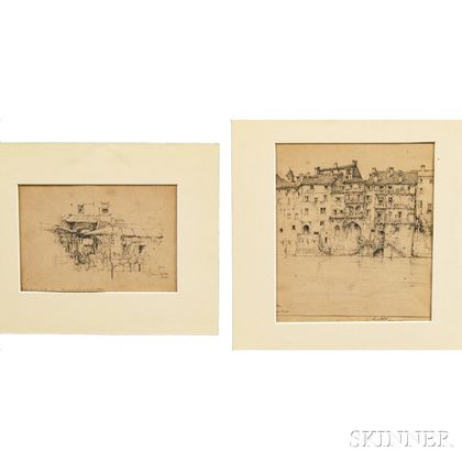 Ernest David Roth (American, 1879-1964) Two Drawings: Verona