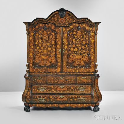 Dutch Marquetry and Fruitwood Armoire