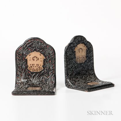 Pair of Two-color Lacquered Bookends
