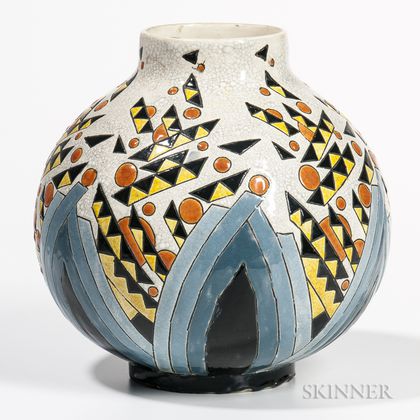 Boch Freres Geometric Design Keramis Vase