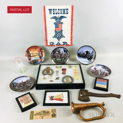 Group of GAR Pins, Cards, and Commemorative Plates