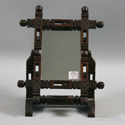 Folk-carved Wooden Framed Dressing Mirror